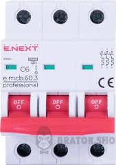 Модульний автоматичний вимикач e.mcb.pro.60.3.C 6 new, 3р, 6А, C, 6кА new
