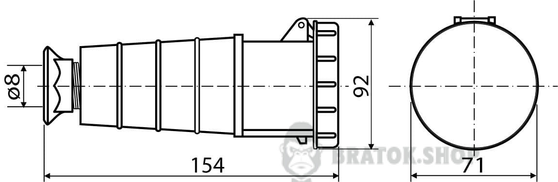 Розетка-гнездо силовая переносная ГП 32A/5 400V 3P+N+PE (225) АСКО-Укрем A0080020006 красный