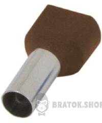 Ізольований наконечник e.terminal.stand.te.2.10.brown (TE10-14 brown) 2x10 кв.мм, коричневий, 100шт