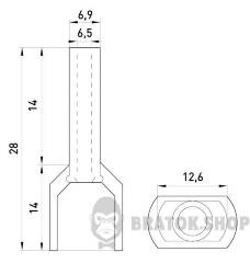 Ізольований наконечник e.terminal.stand.te.2.10.brown (TE10-14 brown) 2x10 кв.мм, коричневий, 100шт