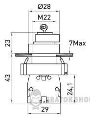 Перемикач з ключем e.mb.bg45.lrr на 2 фіксованих положення "1-0", 1NO+1NC (ключ виймається ліворуч і праворуч)
