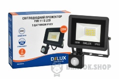 Прожектор светодиодный LED 20 Вт 6500K IP65 DELUX FMI 11 S черный с датч. движения
