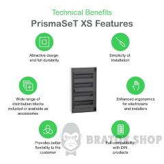 Розподільчий щит навісний, 4 ряди, 18 модулів, димчасті двері, PrismaSeT XS