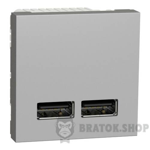 Розетка USB подвійна 2.1А 2 модулі алюміній NU341830 в Киеве