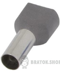 Ізольований наконечник e.terminal.stand.te.2.16.grey (TE16-14 grey) 2x16 кв.мм, сірий, 100шт