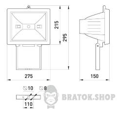 Світильник e.halogen.1000.black 1000Вт, чорний прожектор