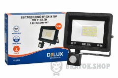 Прожектор светодиодный LED 30 Вт 6500K IP65 DELUX FMI 11 S черный с датч. движения