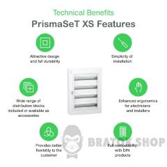 Розподільчий щит навісний, 4 ряди, 24 модулі, прозорі двері, PrismaSeT XS