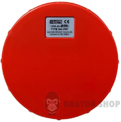 Розетка-гнездо силовая переносная ГП125A/4 400V 3P+PE (244) АСКО-Укрем A0080020010 красный