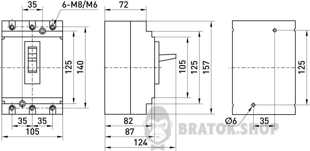 Силовой автоматический выключатель e.industrial.ukm.160R.125 с регулировкой, 3р, 125А i091006 в Киеве
