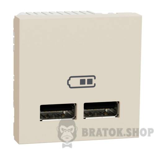 Розетка USB подвійна, 2.1А, 2 модулі, бежева Unica New Studio NU341844 в Киеве