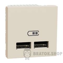 Розетка USB подвійна, 2.1А, 2 модулі, бежева Unica New Studio