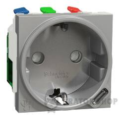 Unica New Силова розетка та USB тип С 10,5 Вт, 2 модулі, алюміній