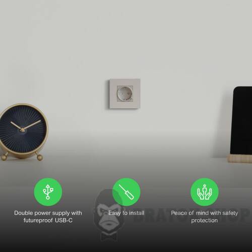 Unica New Силова розетка та USB тип С 10,5 Вт, 2 модулі, алюміній NU301730 в Киеве