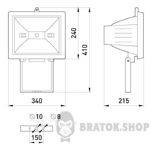 Світильник e.halogen.1500.black 1500Вт, чорний прожектор