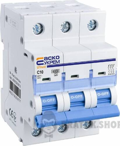 Автоматичний вимикач 3p 10A C 6kA АСКО-УКРЕМ BA UTrust A0010210078 у Сумах