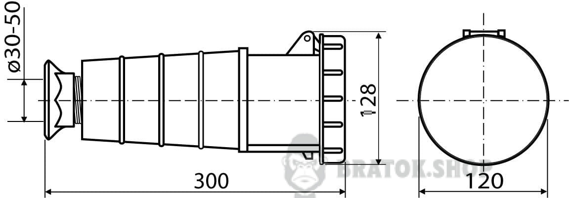 Розетка-гнездо силовая переносная ГП125A/5 400V 3P+N+PE (245) АСКО-Укрем A0080020011 красный