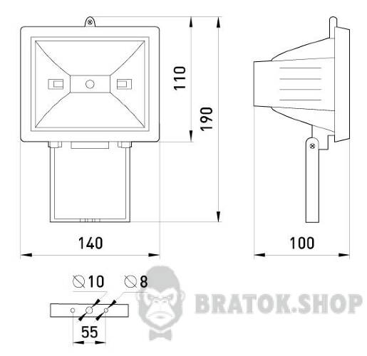 Світильник e.halogen.150.black 150Вт, чорний прожектор