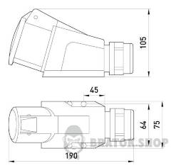 Силова розетка стаціонарна 3Р+N+Z, 400В, 32А, IP44