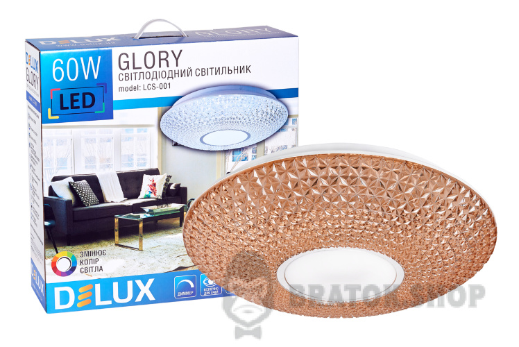 Світильник світлодіодний SMART LED 60 Вт 3000/6000K DELUX LCS-001 Glory з пультом