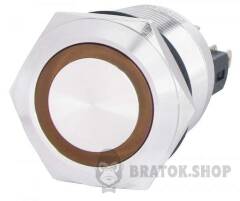 TYJ 22-271 Кнопка металева пласка з підсвічуванням, 1NO+1NC, жовта 220V.