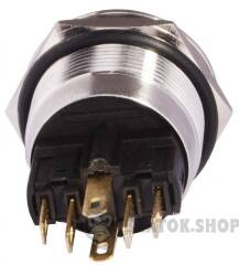 TYJ 22-271 Кнопка металева пласка з підсвічуванням, 1NO+1NC, жовта 220V.