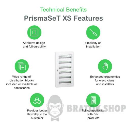 Розподільчий щит навісний, 6 рядів, 24 модулі, прозорі двері, PrismaSeT XS LVSXR624 у Сумах