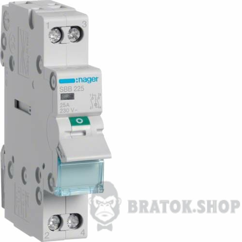 Рубильник 2p 25A I-О ручной выключатель погрузки HAGER SBB225