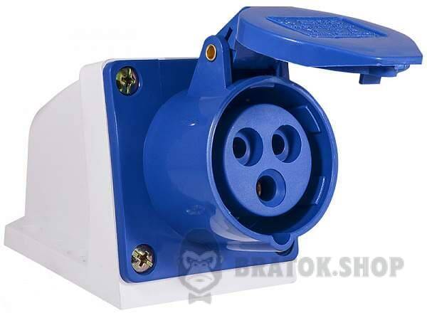 Розетка-гнездо силовая стационарная ГC 16A/3 220V 2P+PE (113) АСКО-Укрем A0080040001 синий в Сумах