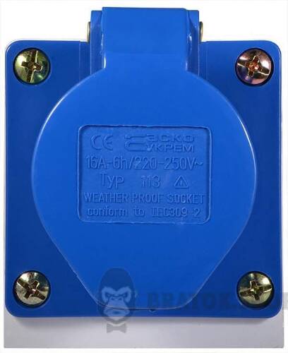 Розетка-гнездо силовая стационарная ГC 16A/3 220V 2P+PE (113) АСКО-Укрем A0080040001 синий в Сумах