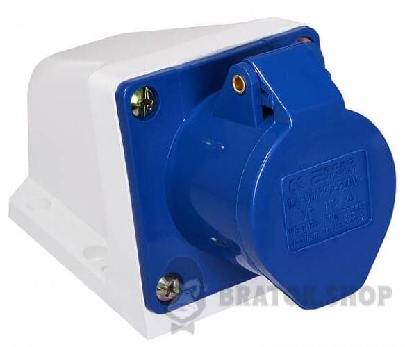 Розетка-гнездо силовая стационарная ГC 16A/3 220V 2P+PE (113) АСКО-Укрем A0080040001 синий в Сумах