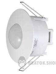 Датчик руху інфрачервоний стельовий, що вбудовується e.sensor.pir.42.white(білий), 360°, IP20
