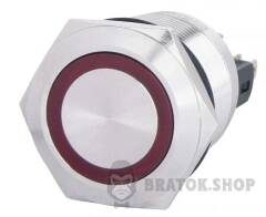 TYJ 22-271 Кнопка металева пласка з підсвічуванням, 1NO+1NC, червона 220V.