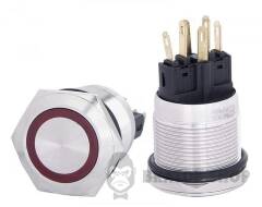 TYJ 22-271 Кнопка металева пласка з підсвічуванням, 1NO+1NC, червона 220V.