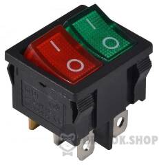 KCD1-6-2101N GR+R/B 220V Переключатель 2 клав.