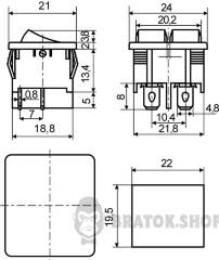 KCD1-6-2101N GR+R/B 220V Перемикач 2 клав. зелений+червоний з підсвічуванням