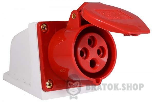 Розетка-гнездо силовая стационарная ГC 16A/4 400V 3P+PE (114) АСКО-Укрем A0080040002 красный