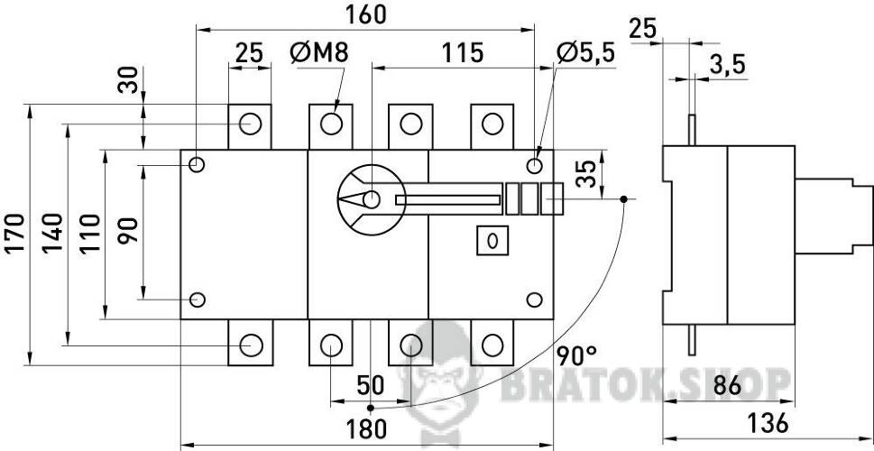 Выключатель нагрузки e.industrial.lbs.1-0.3.250, 3P, 250А i089003 в Киеве