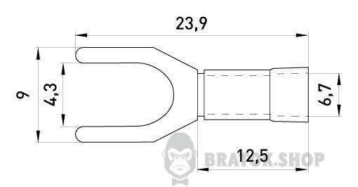 Ізольований наконечник вилковий e.terminal.stand.sv.5.4.grey 4-6 кв.мм, сірий, 100шт