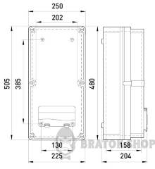 Коробка распределительная пластиковая ZP50 IP55 (505*250*204) c окошком под 8-модулей