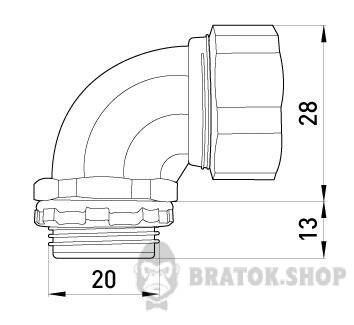 Ввід кутовий e.met.angle.stand.sldx.12 для металорукава 12мм(3/8") s046001 у Києві