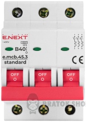 Модульний автоматичний вимикач e.mcb.stand.45.3.B40, 3р, 40А, В, 4,5 кА