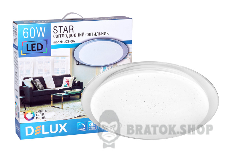 Світильник світлодіодний SMART LED 60 Вт 3000/6000K DELUX LCS-002 Star з пультом