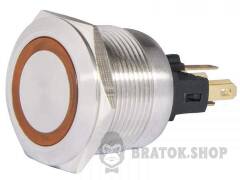 TYJ 22-271 Кнопка металева пласка з підсвічуванням, 1NO+1NC, жовта 24V.