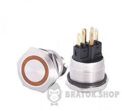 TYJ 22-271 Кнопка металева пласка з підсвічуванням, 1NO+1NC, жовта 24V.
