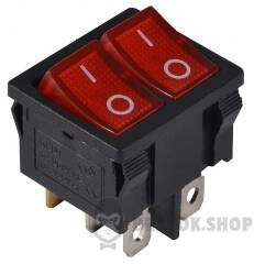 KCD1-6-2101N R/B 220V Переключатель 2 клав. красный с подсветкой