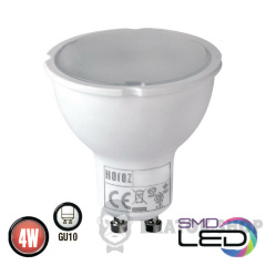 Лампа светодиодная LED GU10 MR16 4W 3000K Horoz Electric PLUS (001-002-0004-021)