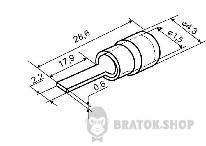 Наконечник штыревой плоский с изоляцией 1.5 мм АСКО-Укрем DBV 1.25-18 A0060130015