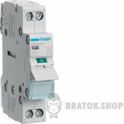 Рубильник 2p 16A I-О ручной выключатель нагрузки HAGER SBM216