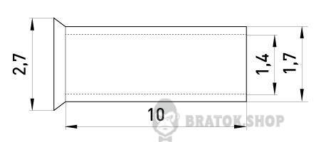Неізольований наконечник e.terminal.stand.en.1.10 1,0 кв.мм, L=10 мм, 100шт s4038003 у Києві